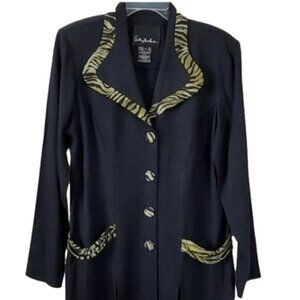 Anthony Mark Hankins Vtg Sz 8 Blazer black zebra stripe academia Y2K preppy ofc
